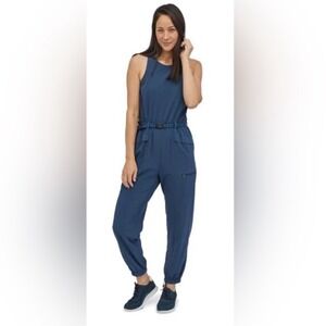 Patagonia Fleetwith Belted Jumpsuit S Sleeveless Tidepool Blue Adjustable Straps